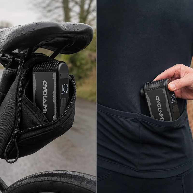 CYCLAMI A2S beside a saddle bag